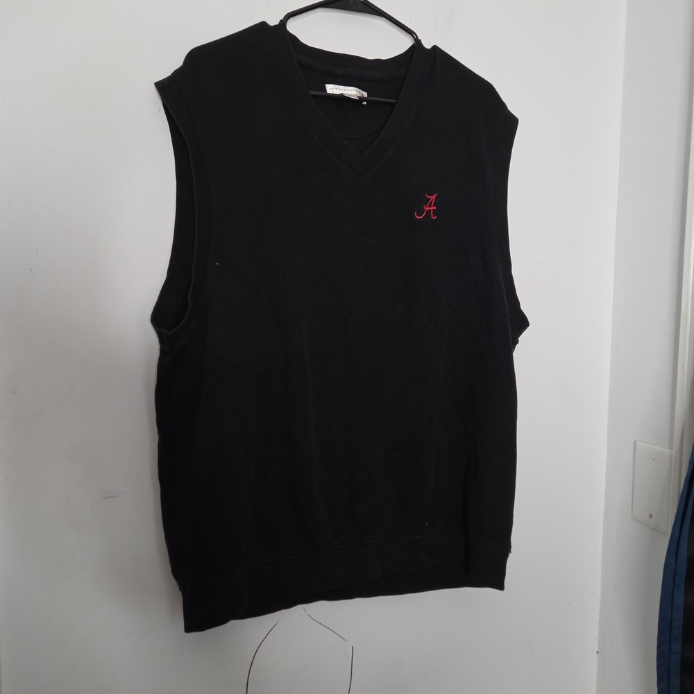 Cutter & Buck Alabama Crimson Tide Black Supima Cotton V-Neck Sweater Vest L